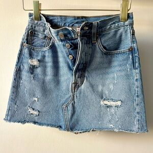 Levi's 501 Distressed Denim Jeans Skirt | Light Wash | Size 24